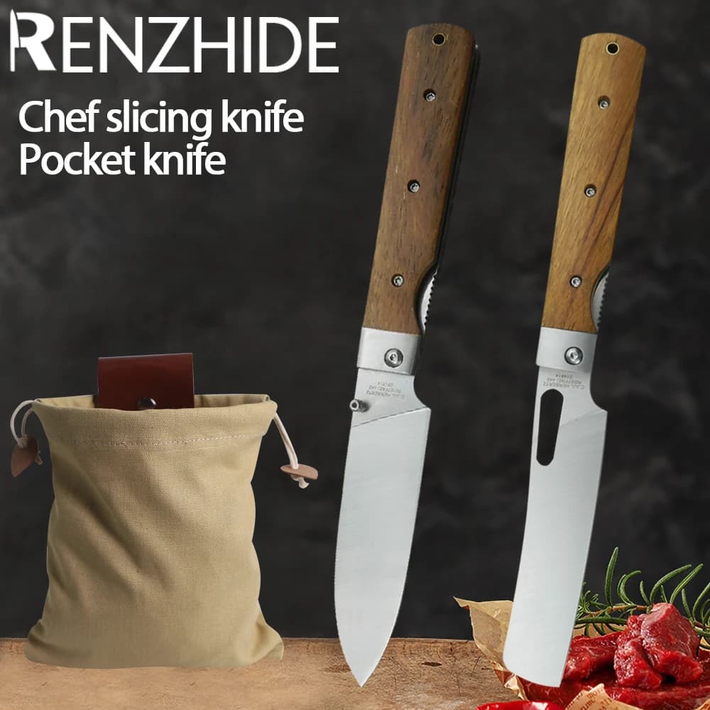 RZD Cutting knife for chef in stainless steel 440a Food preservation bag Fruit meat Fish Cooking knife Pocket German style tools