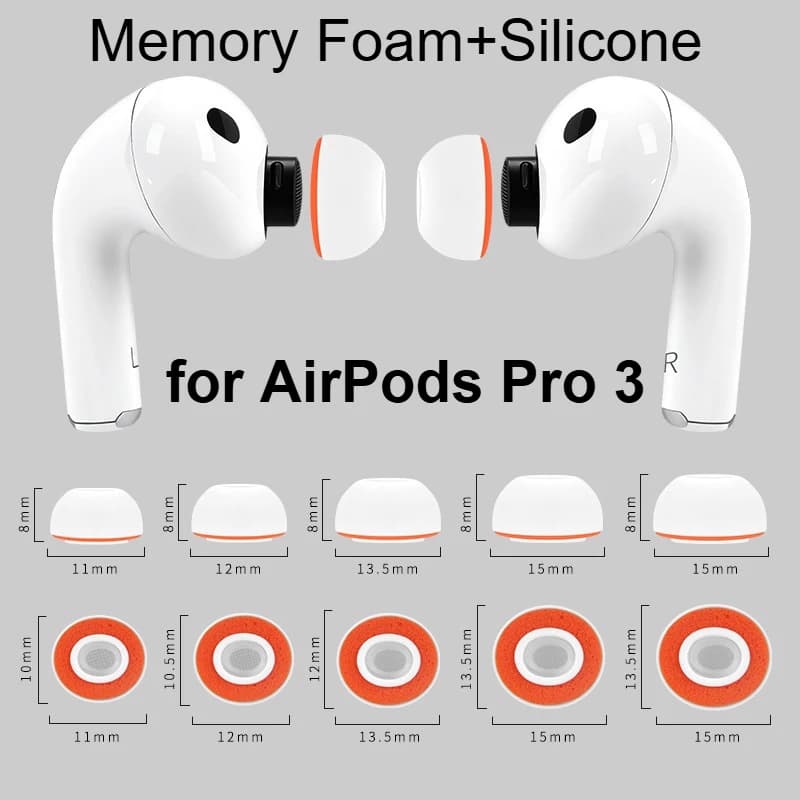 Memory foam ear cushions for AirPods Pro 3 Bluetooth wireless earphones earphones Silicone ear cushions with sponge 2 pieces