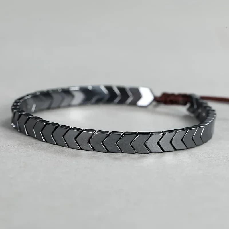 1 elegante e semplice braccialetto con freccia in pietra nera, elegante braccialetto intrecciato con perline in pietra nera.ev