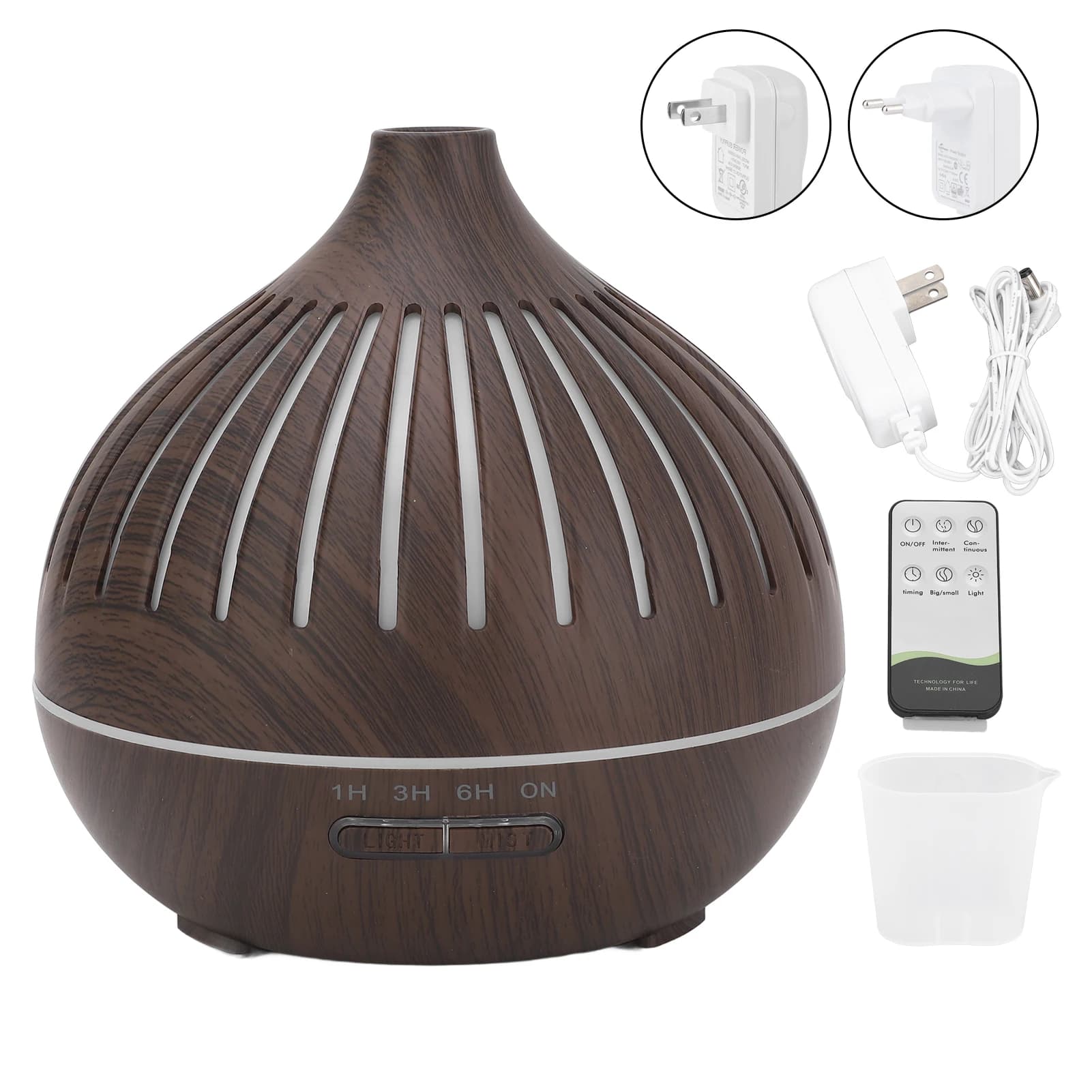 Desktop Humidifier Timing 400ML Wood Grain Auto Shut Off Remote Control Essential Oil Diffuser with Colorful Light for Bedroom