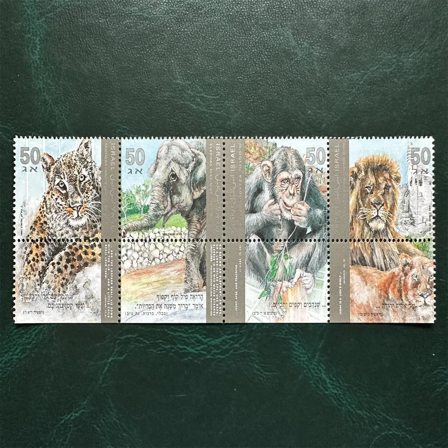Israel Post Stamps Postage Year 1992 Zoo Animals Lion Tiger Full Set 4 New Collectible Postage Stamps Material For Scrapbooking