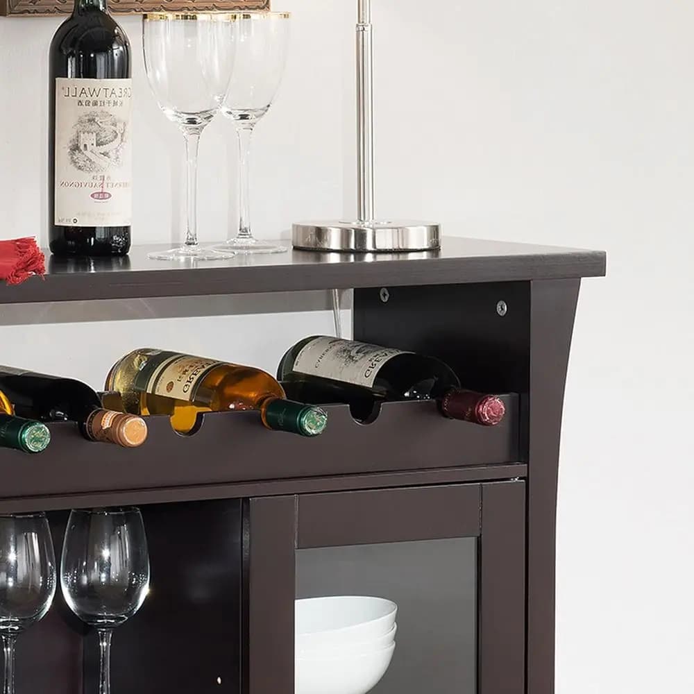 Portabottiglie da tavolo con vassoio e porta bicchieri