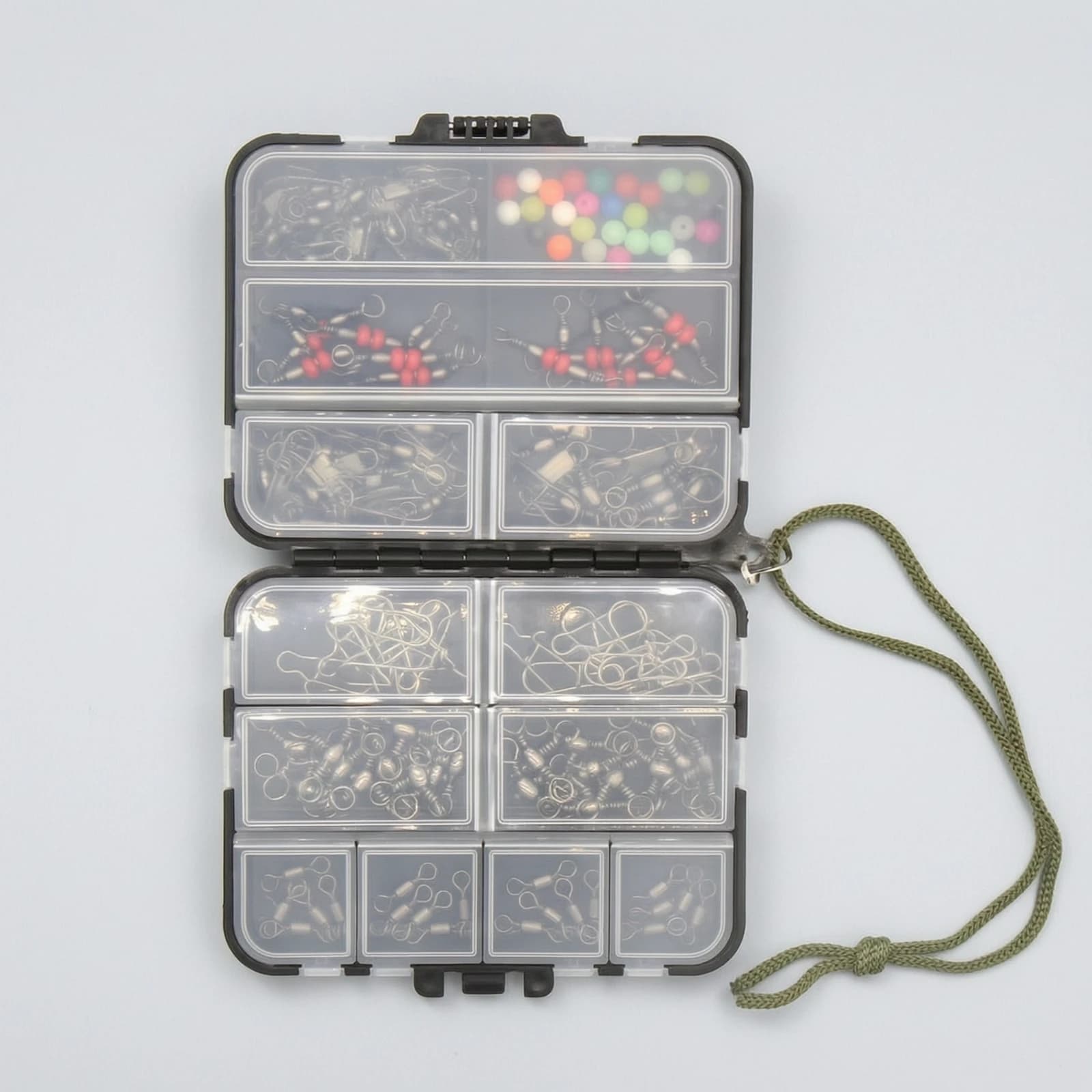 Compartmented Tackle Box with Transparent Lids Organized Fishing Tackle Box with Accessories Double-Sided Slimline
