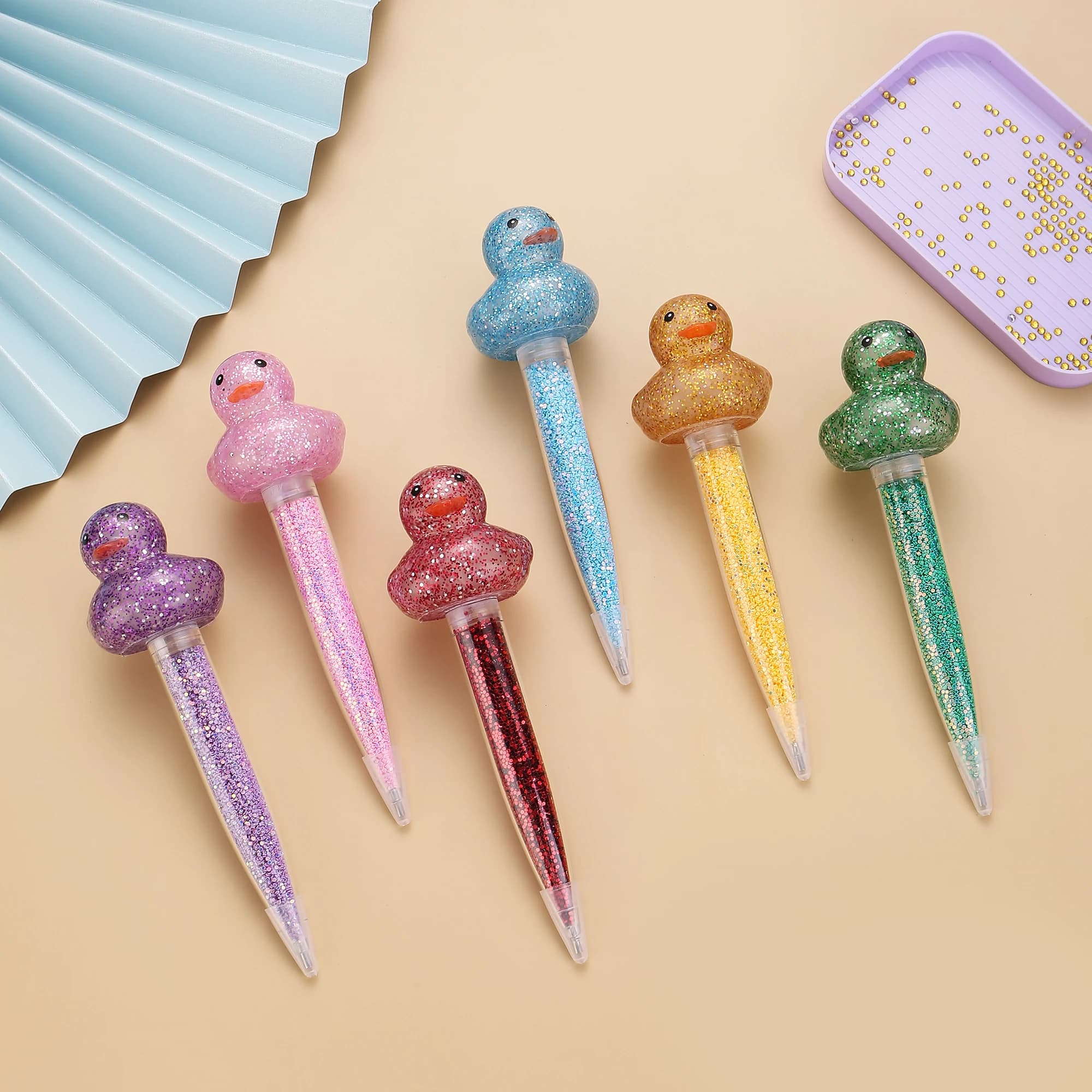 Diamond tip decoration pen, sparkly diamond tips set, décor pen with duck-shaped diamond tip, nail art tool with diamond tip