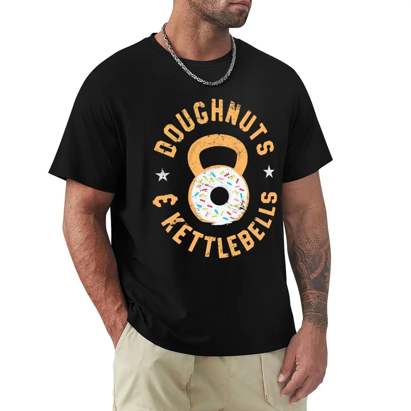 Funny Donut Kettlebell T-Shirt Minimalist Graphic Tee Shirt