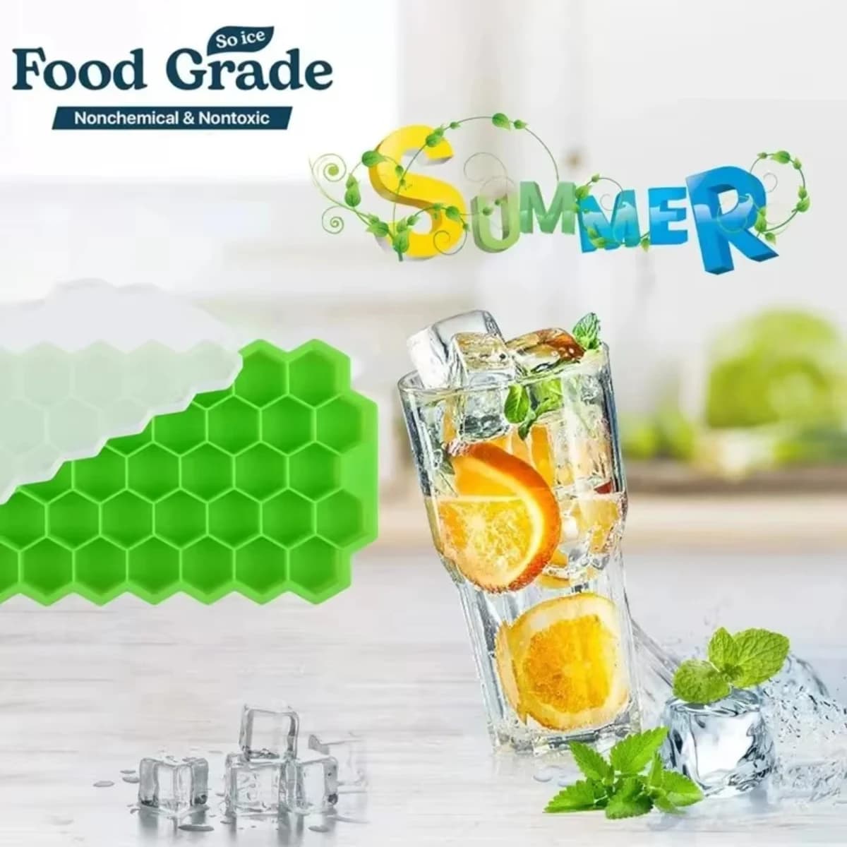 Silicone ice tray mold, easy to demold refrigerator, quick freezing and quick release ice, household ice making mold, honeycomb