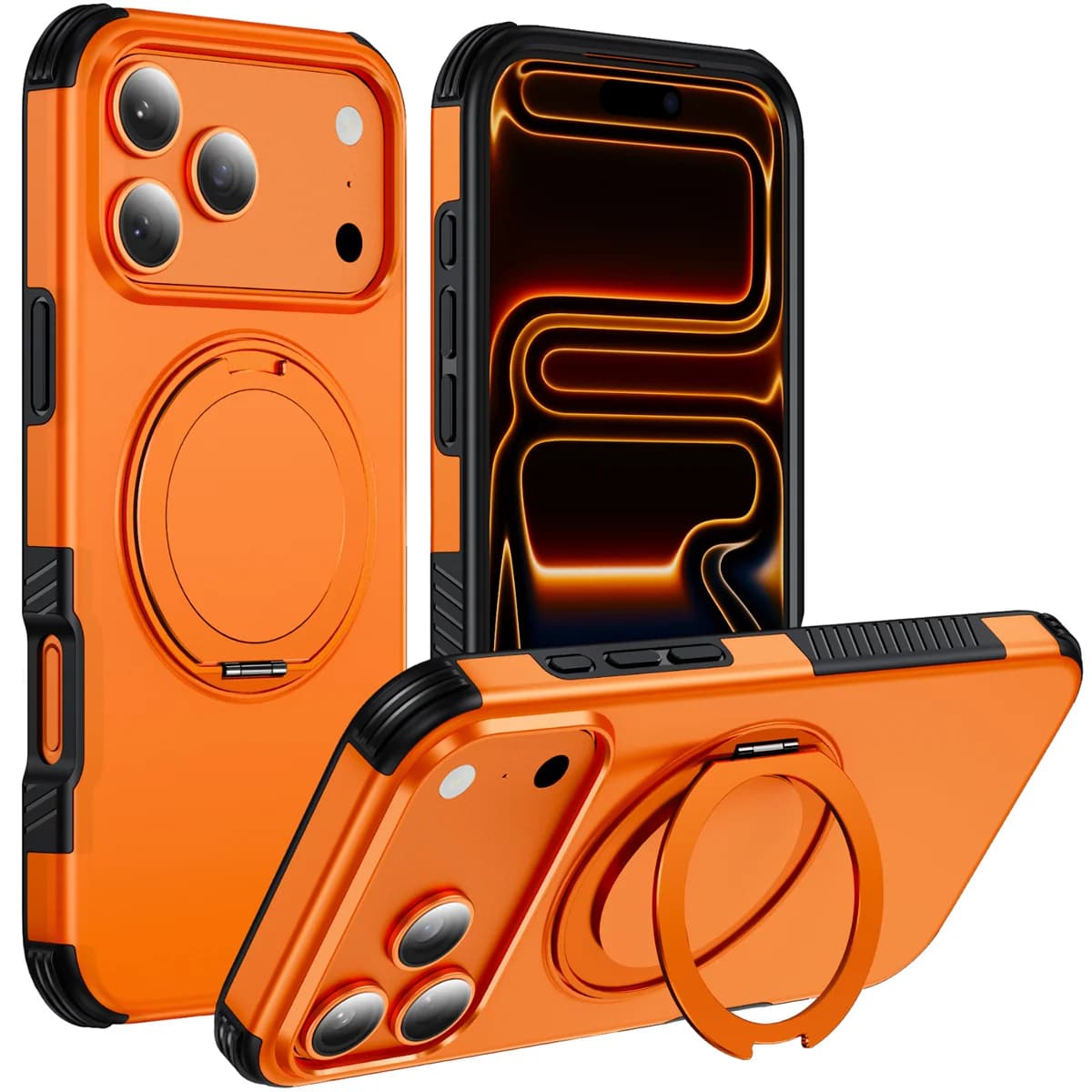 Magnetic Rotating Ring Stand Holder Case For iPhone 18 Pro Max /17/16/15/14/13 Hybrid Defender Armor Cover