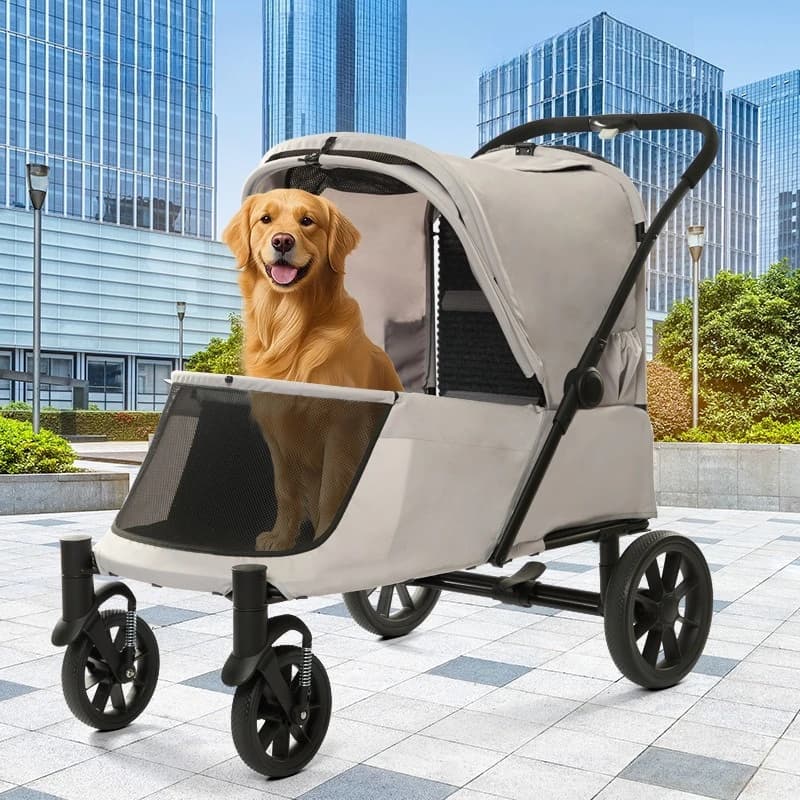 Heavy Duty Pet Stroller for Medium Large Dogs All Terrain Wheels Smooth Travel Multi Pet Capacity with Safety Brake