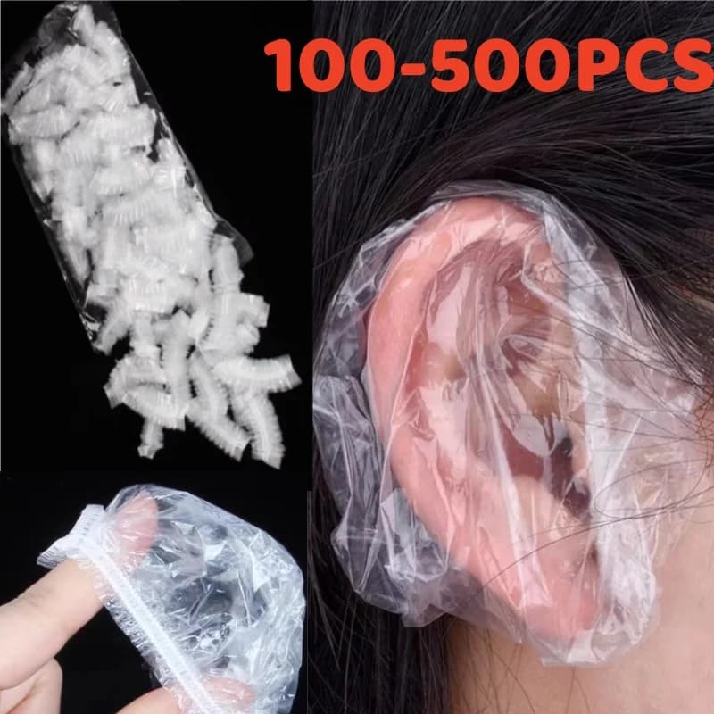1-500pcs Use And Drop Tincture For Hair Winding Waterproof Covering Ear Cover Oil Washing Shower Enclosure Barber Hair Cleaning Accessories
