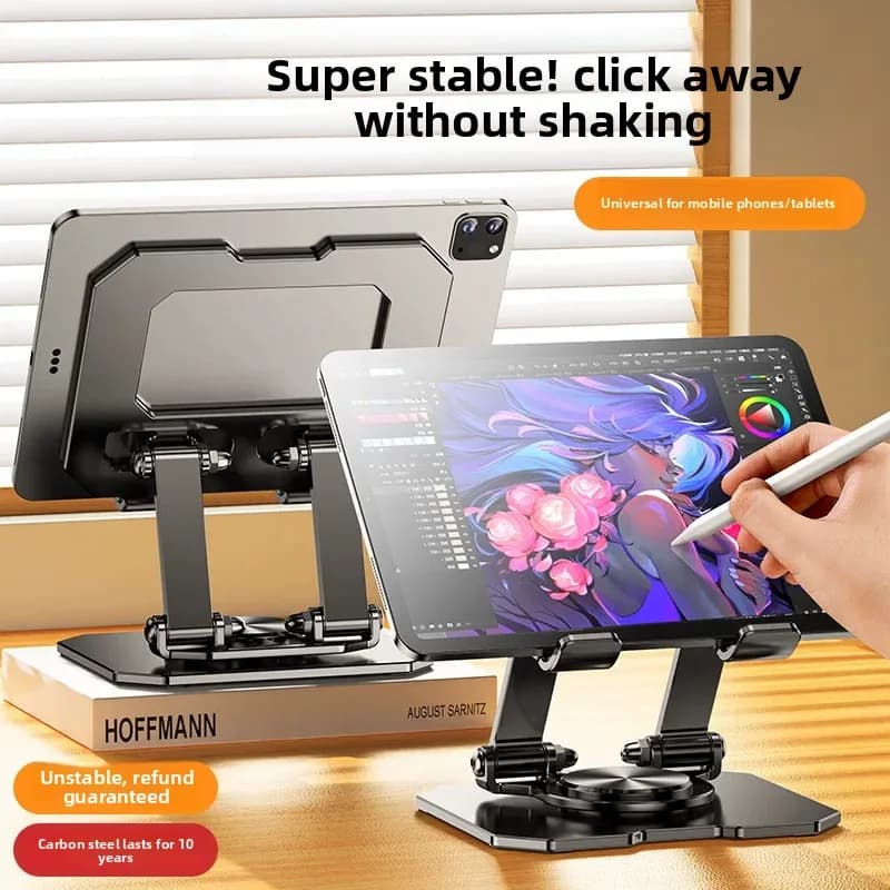 360 ° Supporto da tavolo girevole per telefoni e tablet da 4,7-13 pollici, design pieghevole e anti-vibrazione per disegnare, giocare e guardare video