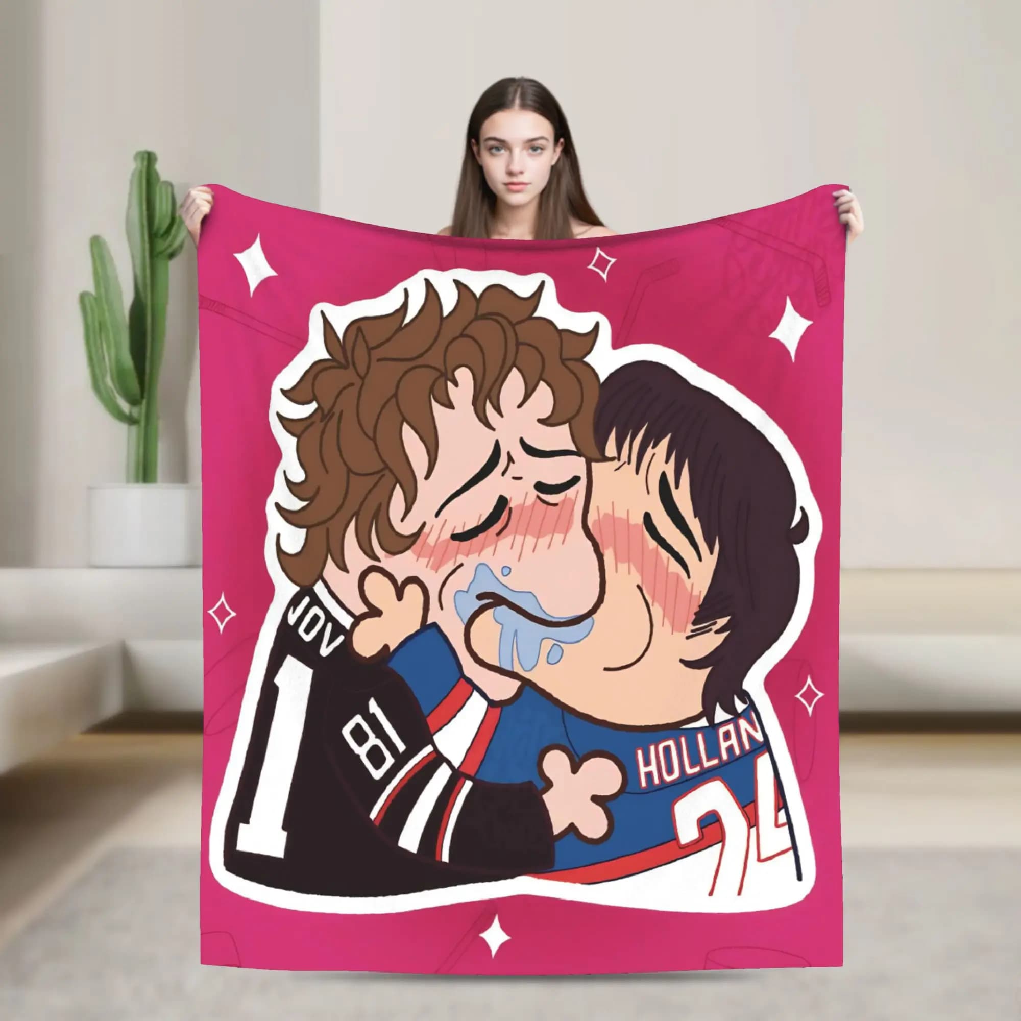 Coperta Riscaldata Kiss Heated Rivalry in Velluto, Decorativa e Carina, Multifunzione, Morbida Coperta per Divano, Auto e Letto