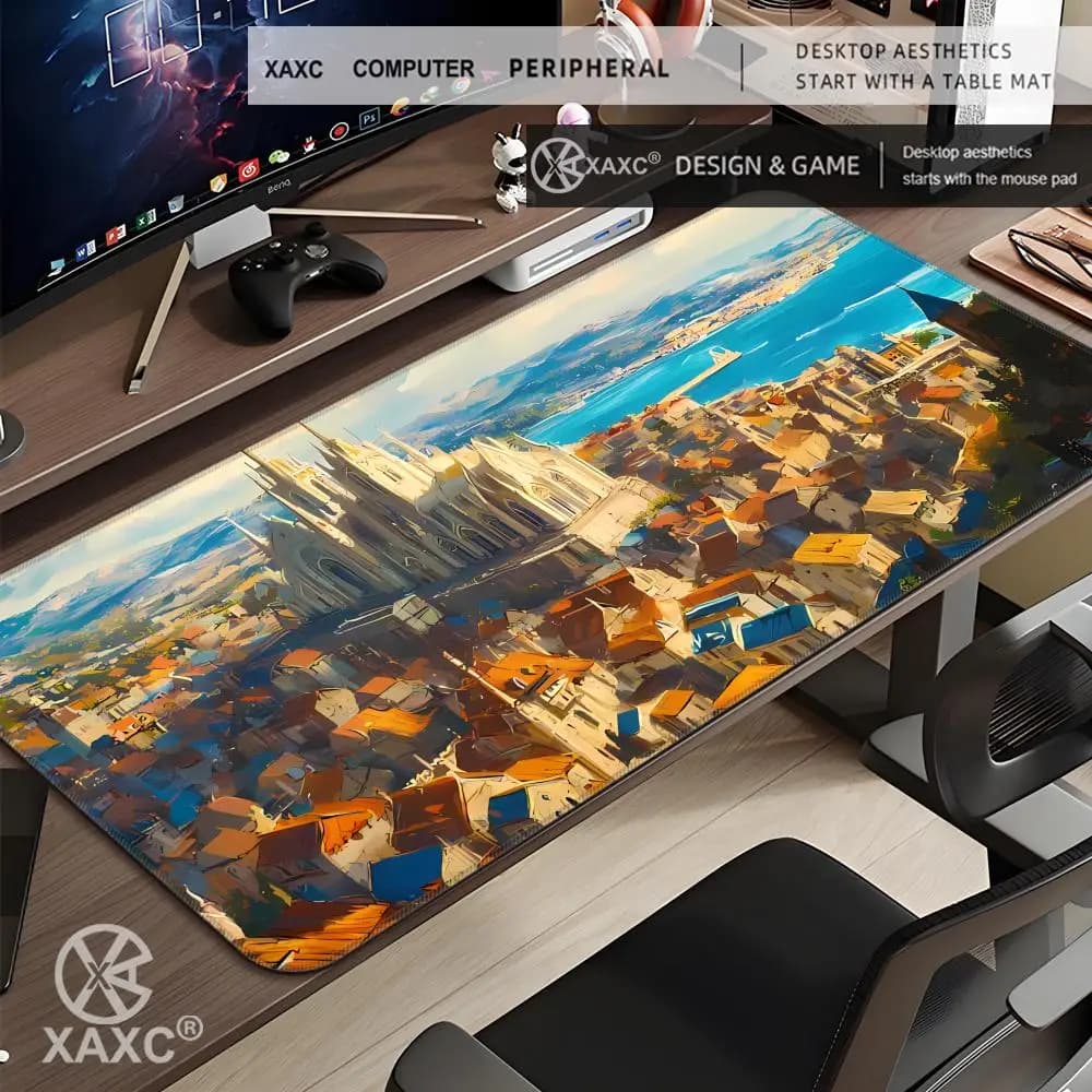 Tappetino da Scrivania Stormwind City HYBXXC, Tappetino per Mouse Grande World of Warcraft RPG Gaming, Tappetino da Tavolo Fantasy con Bellissimo Paesaggio