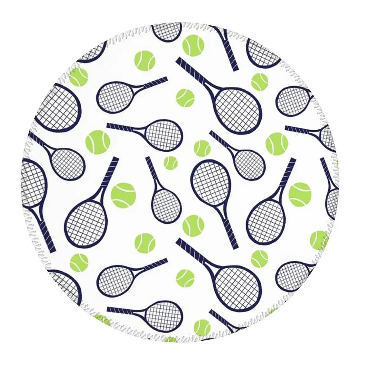 Tennis Racket And Ball Round Mouse Pad Computer Keyboard Mouse Mat Gamer Laptop Desk Mat Office Table Mats