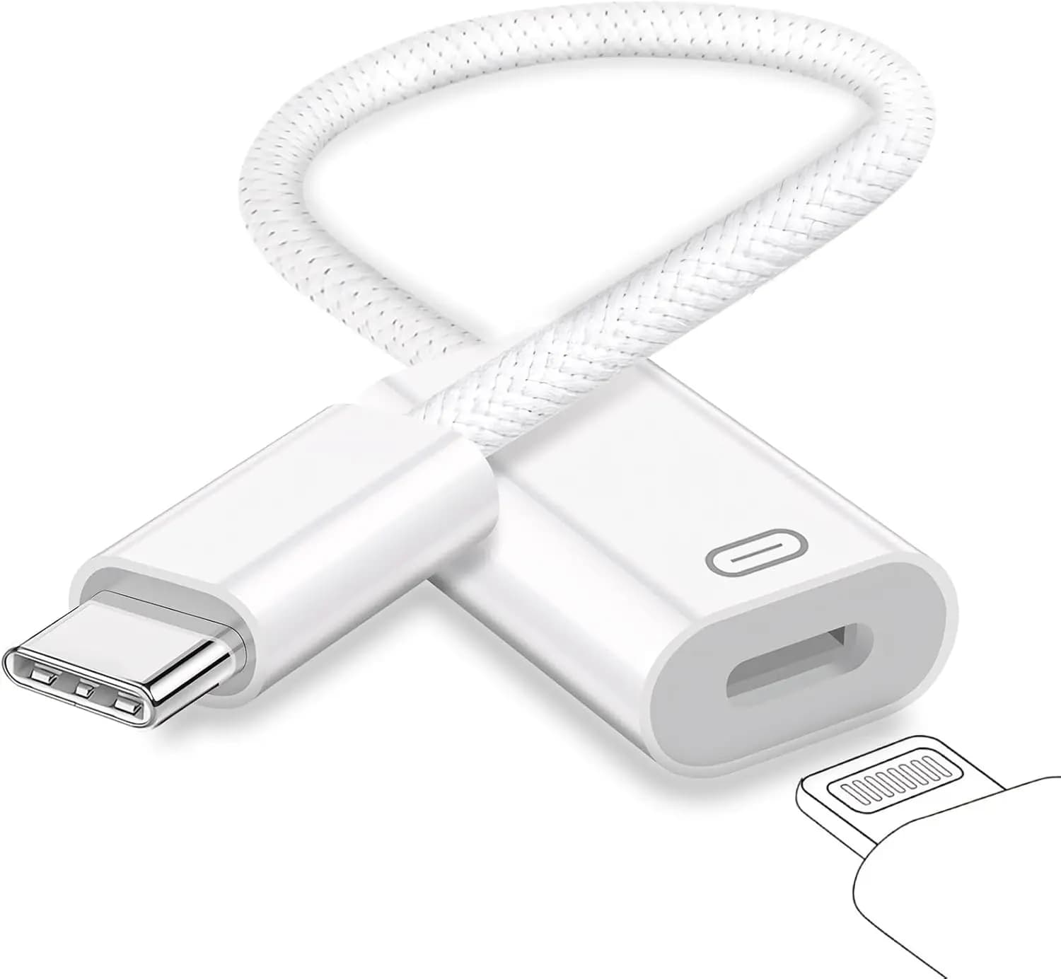Adattatore per cuffie da USB C a Lightning, convertitore Lightning da maschio a femmina tipo C, supporta carica/data, per iPhone/iPad/MacBook