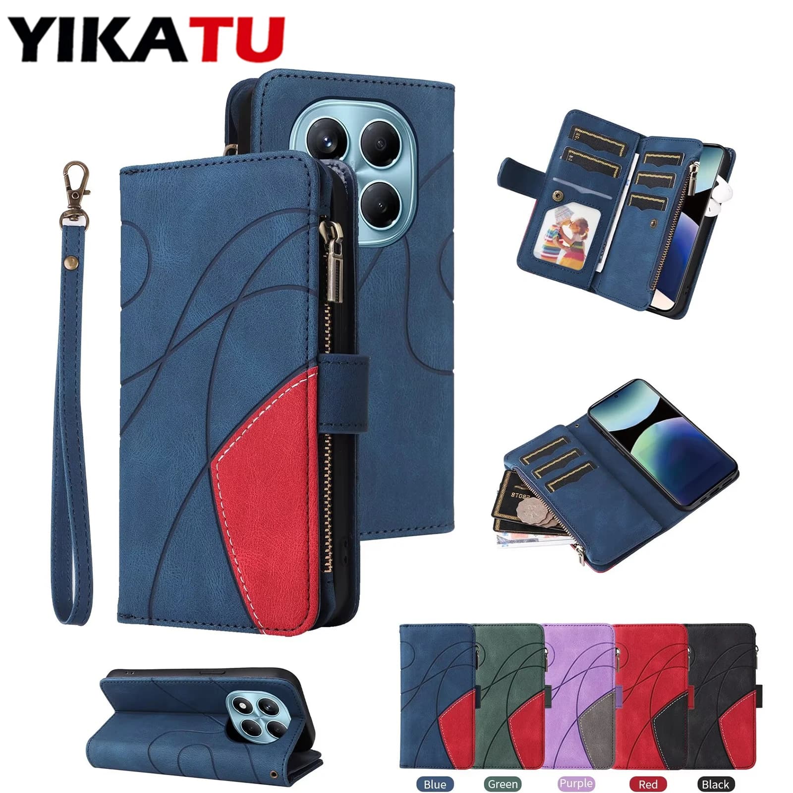 Custodia a Portafoglio Magnetica in Pelle per Xiaomi Poco X6 X5 X3 M6 M5 M4 M3 Pro M5S F7 F6 F3 C75 C71 C65 X4 GT X3 NFC 5G con Porta Carte