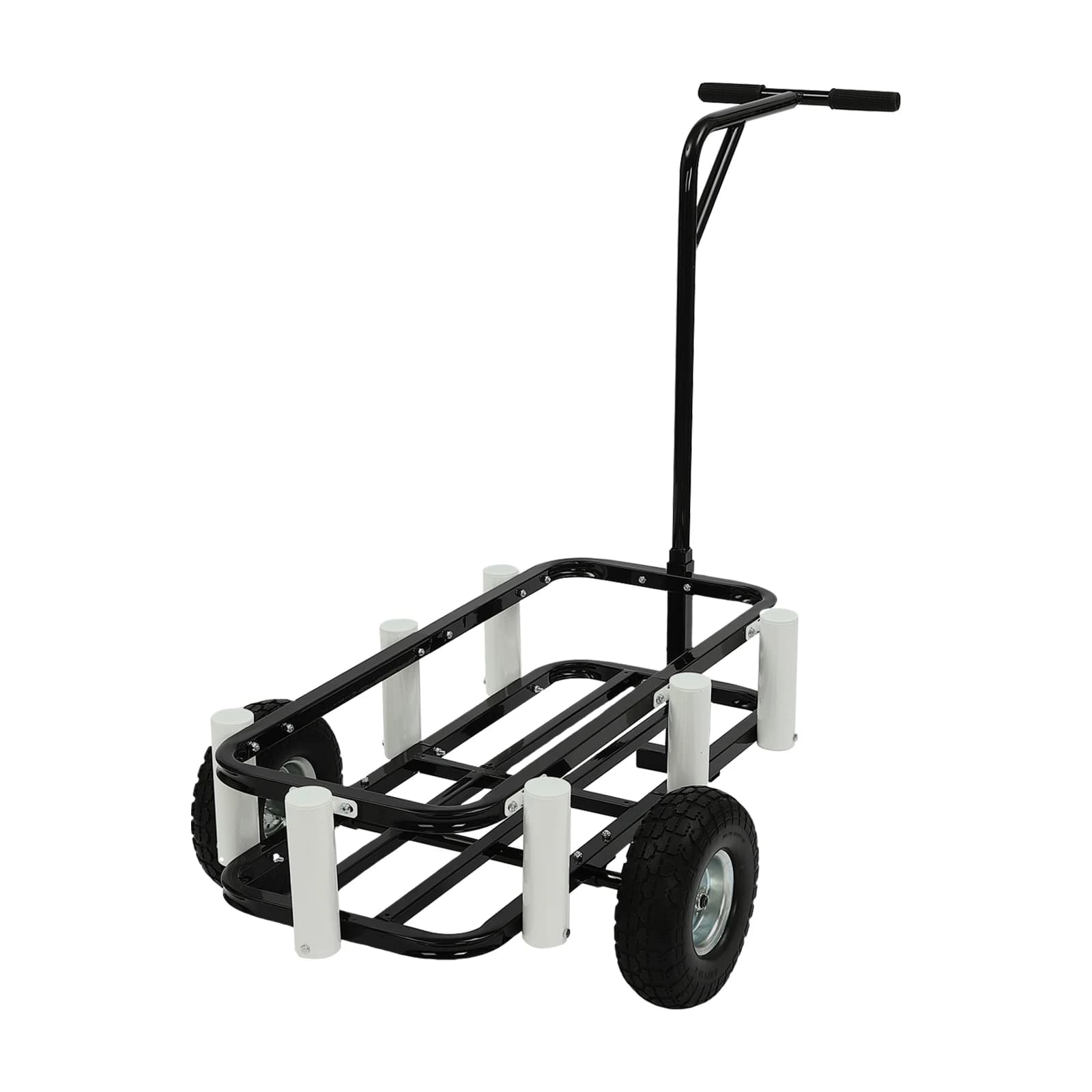 Carrello da pesca da spiaggia da 198,42 libbre Carrelli da spiaggia con 7 supporti per canne Carrello da pesca resistente da esterno a 2 ruote per campo da viaggio di pesca