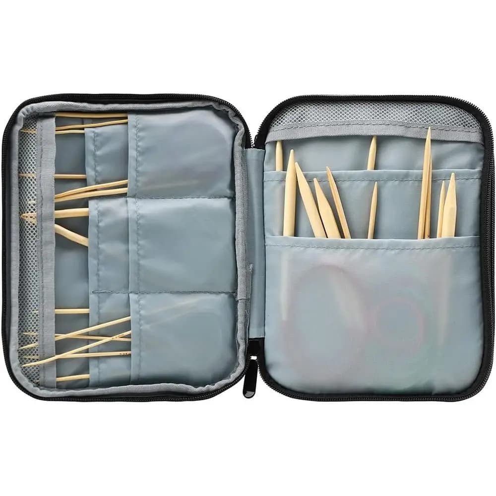 Custodia Portatile per Ferri da Maglia in Tessuto Oxford, Borsa Colorata per Uncinetti, Custodia Resistente con Cerniera per Ferri da Uncinetto