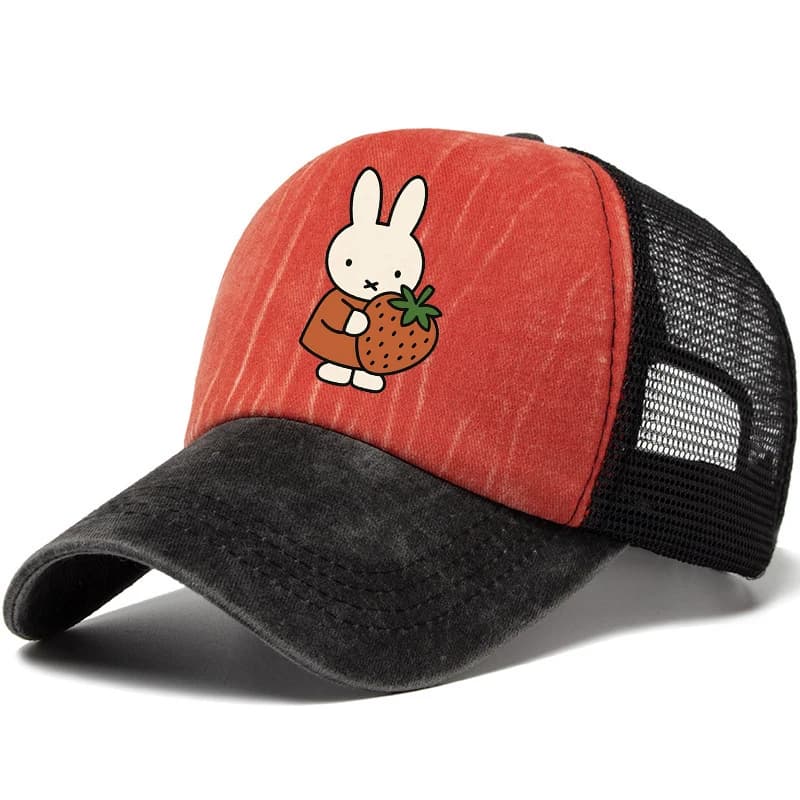 Cappellino da Baseball con Stampa Coniglio Miffy, Cappello Snapback Hip Hop da Donna, Cappello da Sole per Viaggi, Cappello Trucker in Rete per Sport all'Aperto