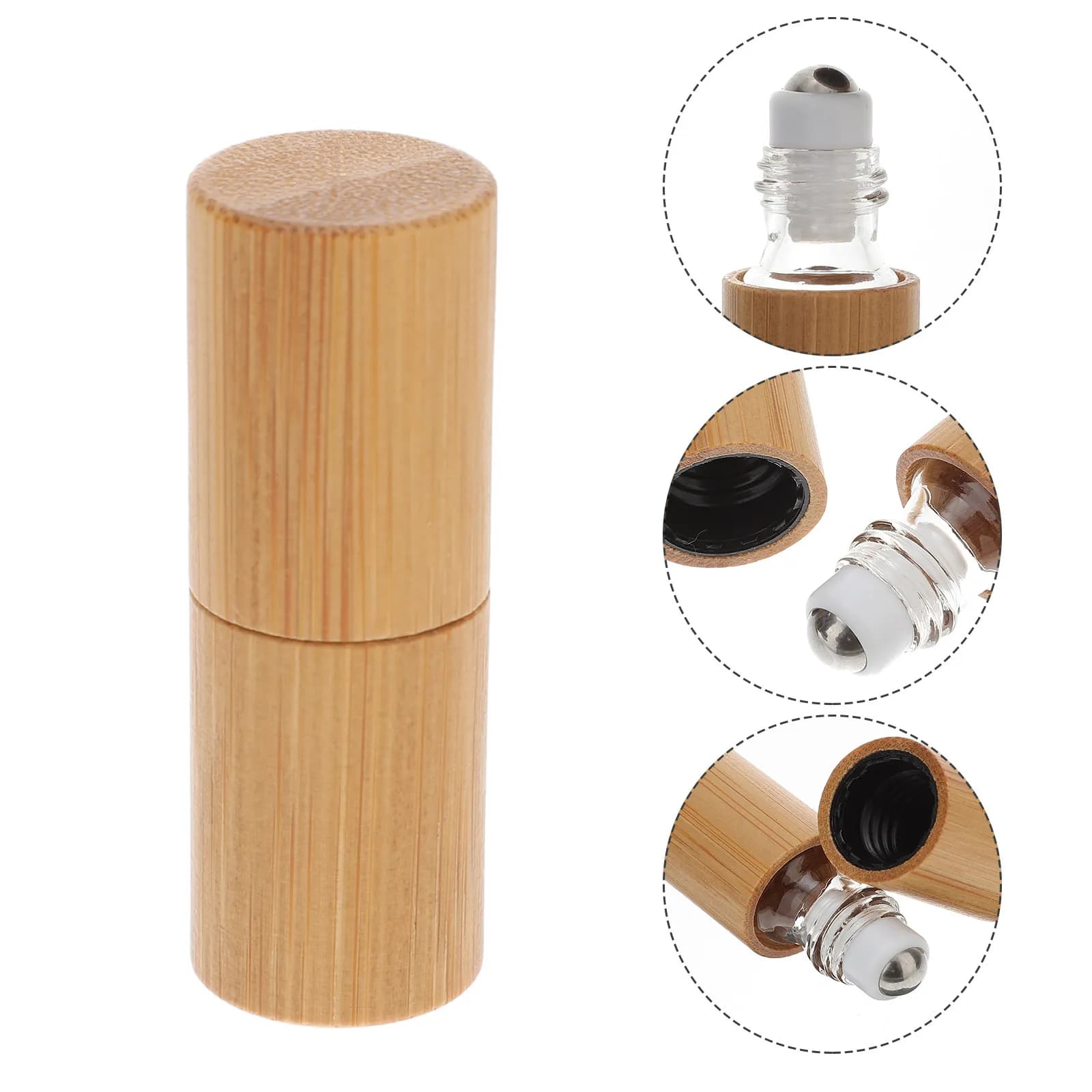 1Pcs Premium Wood Essential Oil Roller Bottle Perfume Diffuser Cosmetics Refillable Travel Roll-on Container Portable Leak Proof