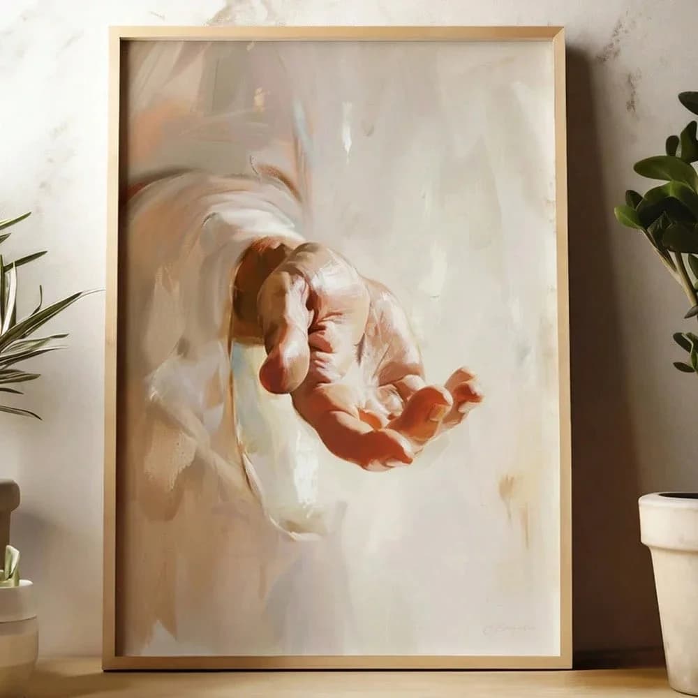 1 Jesus Christ Hands Canvas Poster Christian Art Hands of Redemption Minimalist Wall Art Painting Home Decor Decoration Paint