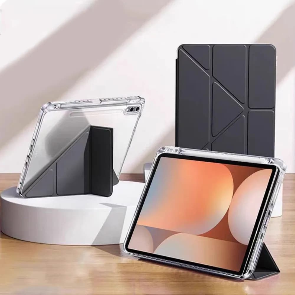 Custodia rigida pieghevole in acrilico trasparente per Samsung Tab S10 S9 S8 S7 FE Plus Tab A9 Plus A8 10.5 con supporto per matita