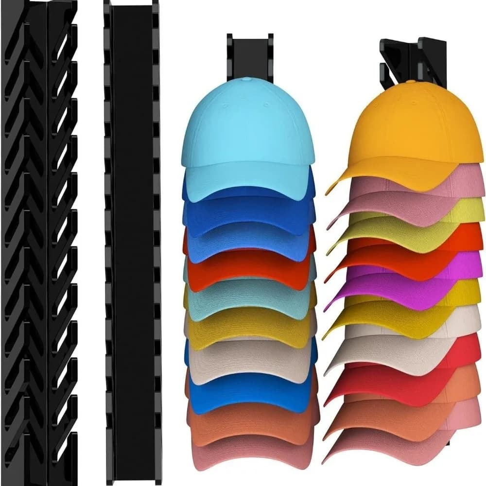 Organizzatore per Cappelli con Forte Adesivo, Contiene fino a 24 Cappelli, Porta Cappelli in Acrilico Salvaspazio per Porta o Armadio