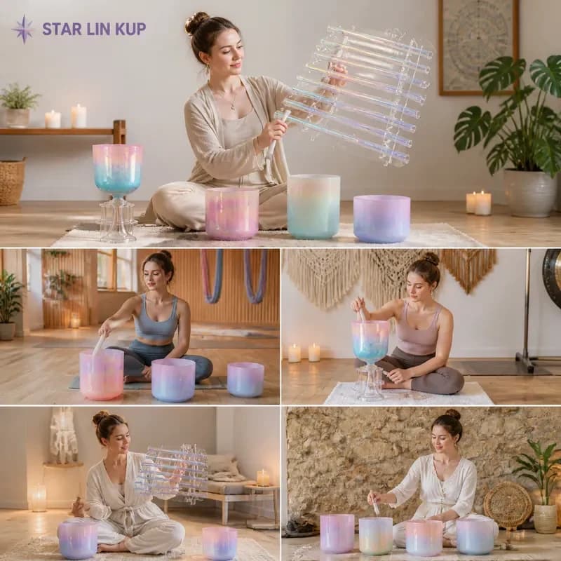 STAR LIN KUP Crystal Singing Bowl Set for Sound Healing Therapy Chakra Balance Meditation Yoga Novice Instrument Kit