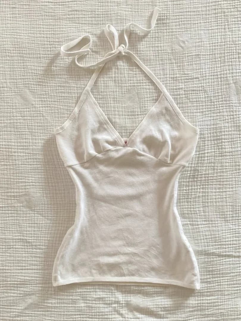 Dolce scollo a V Halter Canotte Donna Estate Nuovo All-match Sexy scollo a V Slim Canotta Casual Vintage Stile Preppy Carino Crop Top Y2K