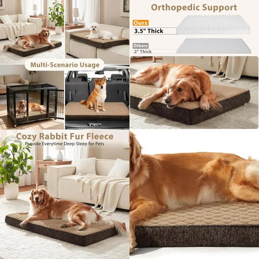 Letto Ortopedico in Memory Foam a Forma di Uovo per Cani XL - Fodera Lavabile e Rimovibile, 47x29 Marrone