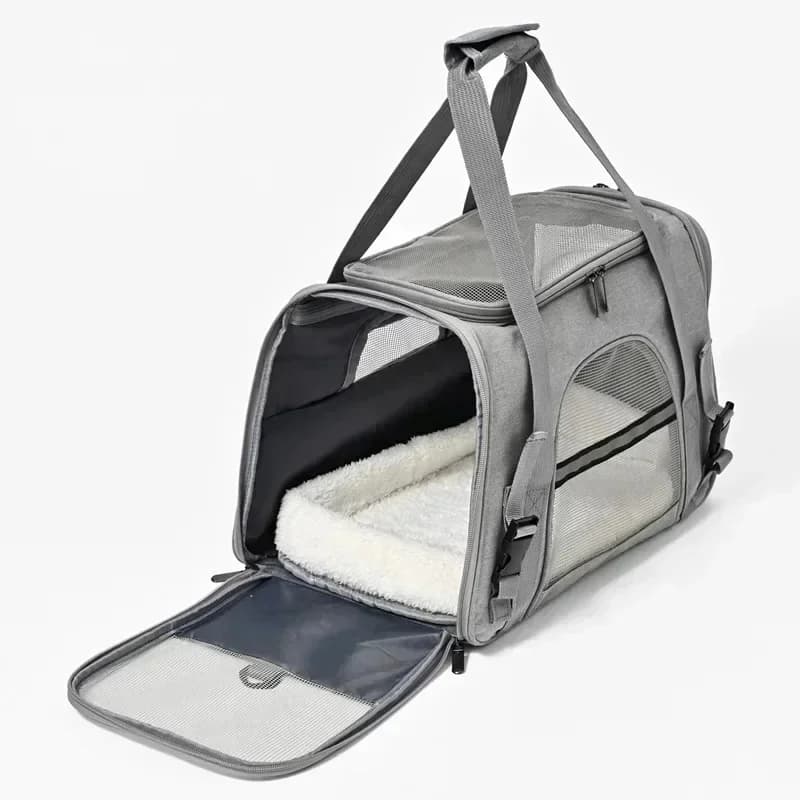 Borsa da trasporto portatile a spalla morbida in rete traspirante Borsa da trasporto per cani e gatti Borsa da viaggio pieghevole portatile per animali domestici