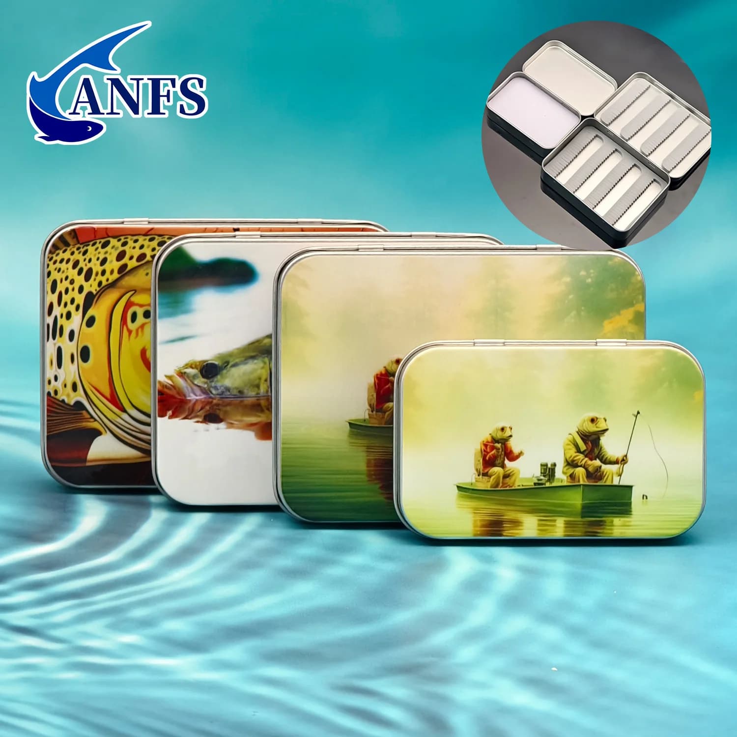 ANFS 1 scatola per attrezzatura da pesca a mosca, scatola per attrezzatura, scatola per esche da pesca, scatola per esche da pesca per acqua dolce salata