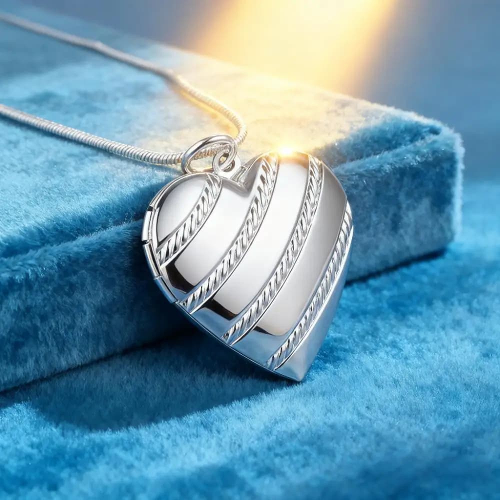 Collana in Argento Sterling 925 per Donne, Ciondolo a Forma di Cuore con Cornice Portafoto, Gioielli alla Moda per Feste, Matrimoni e Regali Festivi