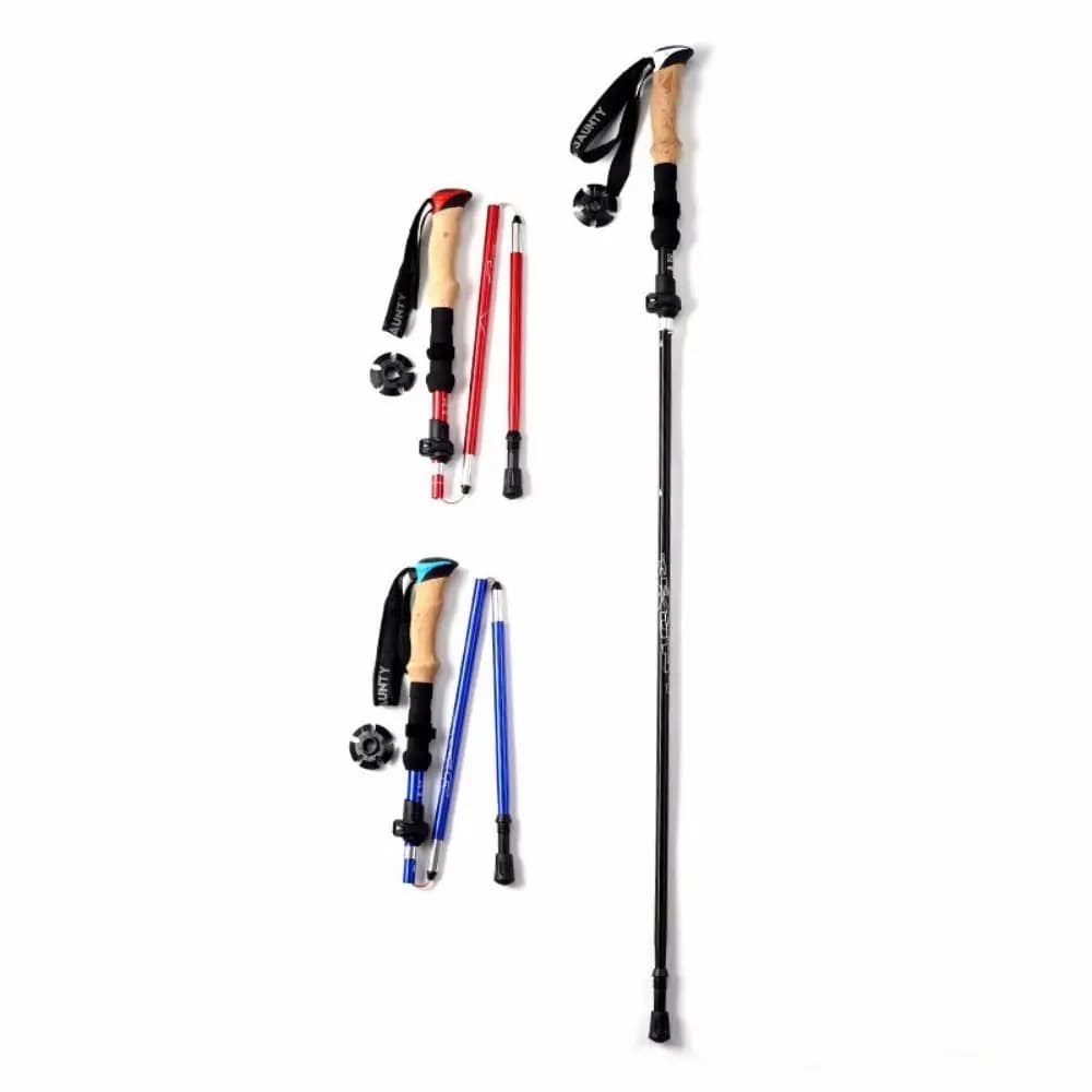 Balance Support Aluminum Outdoor Trekking Poles EVA 5 Section Walking Sticks Folding Telescopic Cross Country Cane Climbing