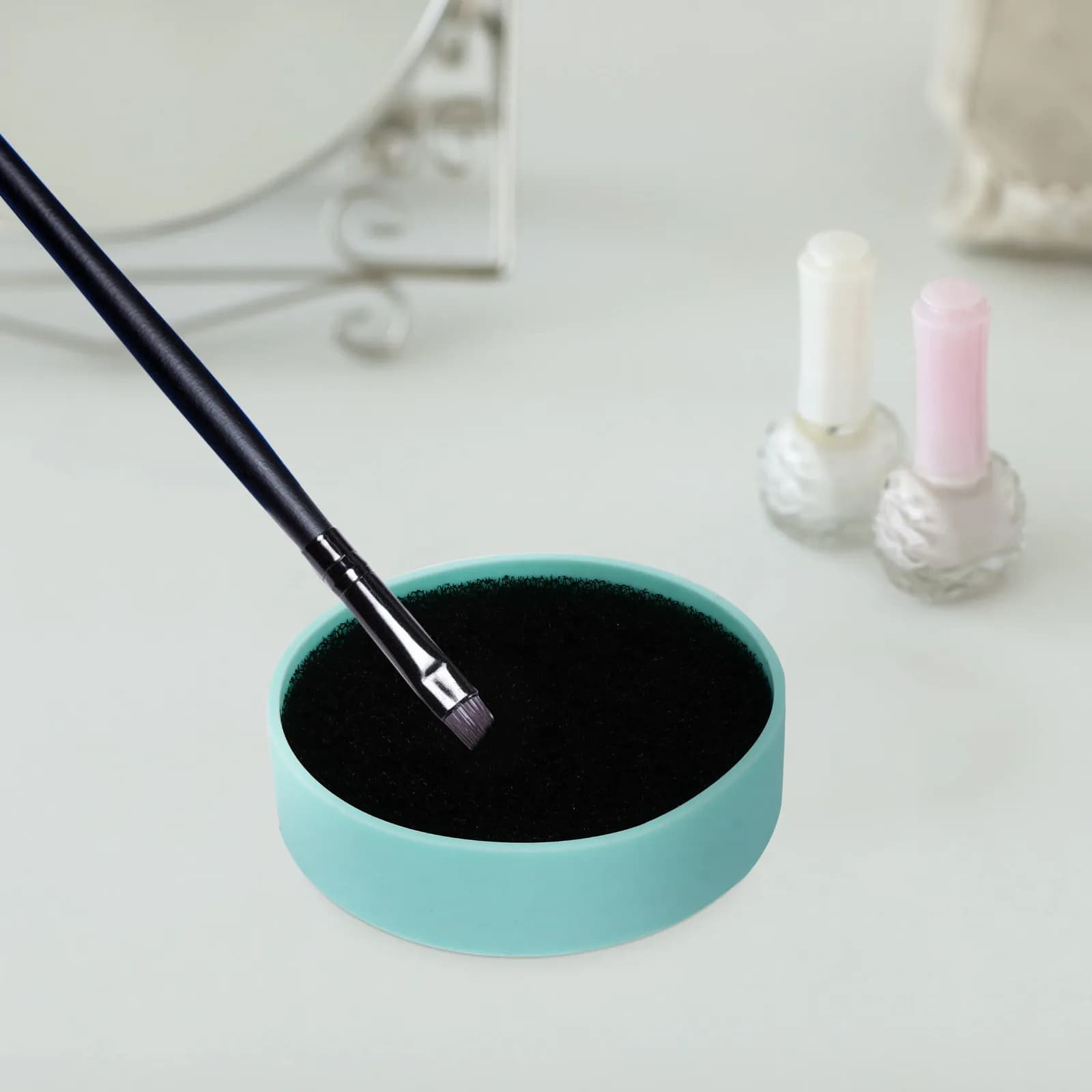 Set di 3 Spugne Applicatrici per Ombretto, Tappetino per Pulizia Pennelli da Trucco, Kit per la Pulizia del Make-up
