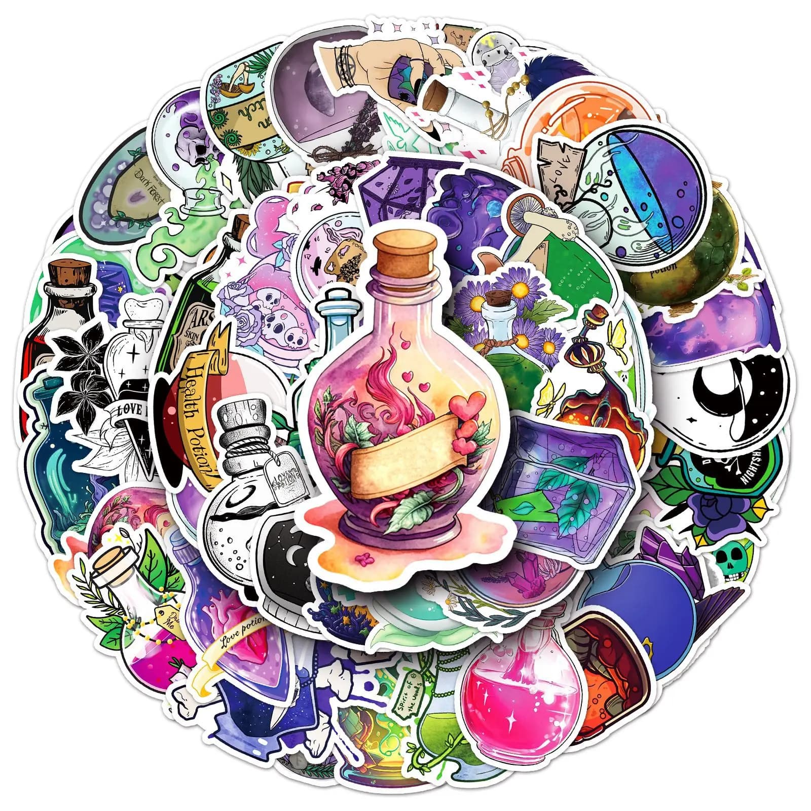 50Pcs Magic Potion Stickers for Decoration Water Bottle Bike Skateboard Luggage Toy Snowboard Helmet motorcycle Gifts