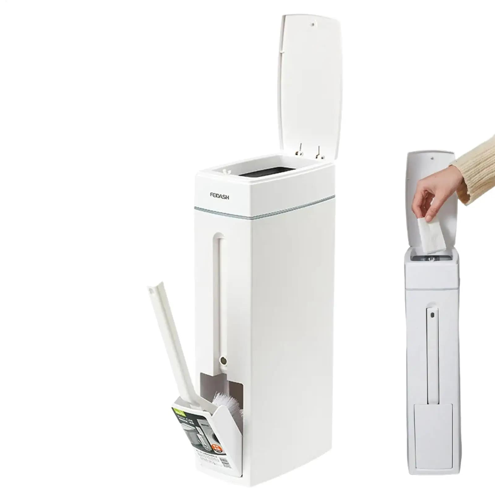 Trash Can With Lid Space Saving Bathroom Trash Can With Toilet Brush Garbage Can With Lid Bathroom Accessories Narrow Garbage
