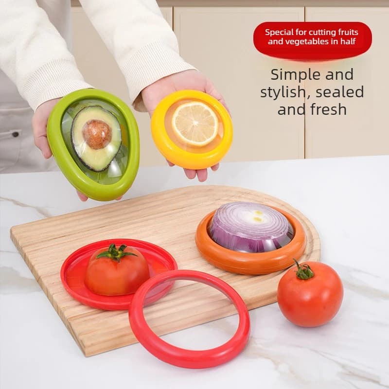 4 contenitori per la conservazione di frutta e verdura, a forma di avocado e cipolla, con pellicola in TPU, scatola sigillata per frigorifero, contenitore per alimenti.