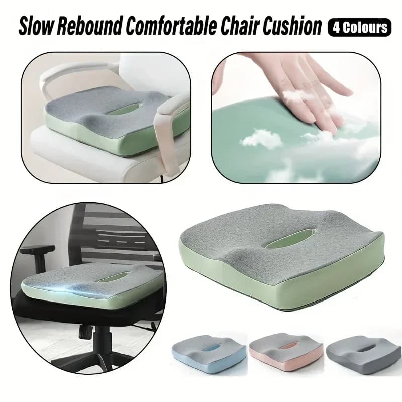 1pc Memory Foam Seat Cushion - 3D Ergonomic Support, Washable Polyester, Car/Office Essentials Home Decor