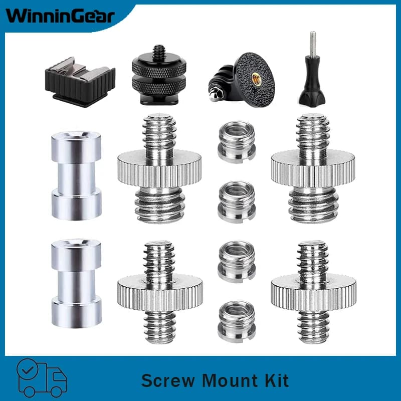 Set di adattatori per viti per fotocamera da 10/14 pezzi, convertitore da 1/4" a 3/8" per portalampada, attacco a slitta calda da 1/4" e filettatura per treppiede