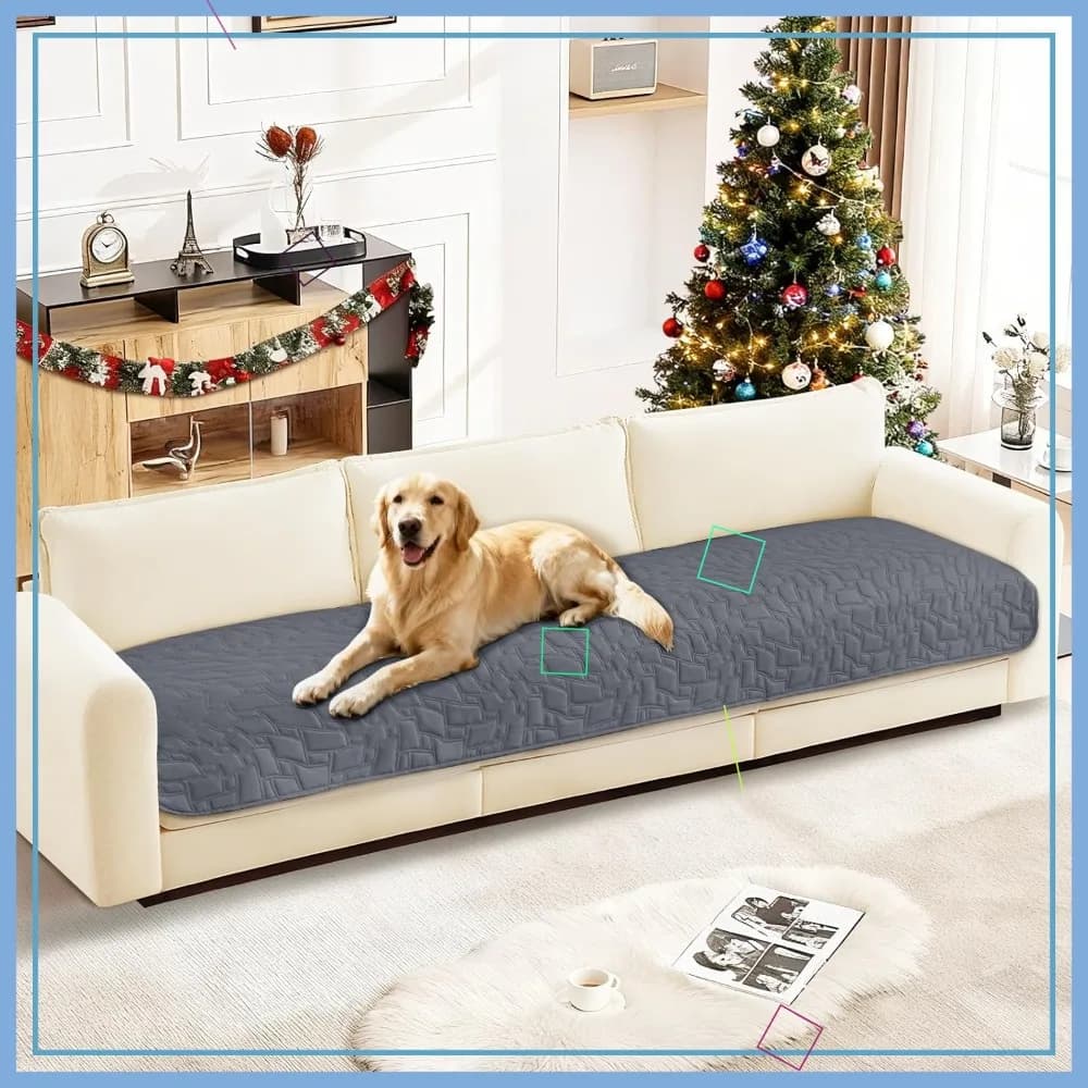 Copridivano Impermeabile per Animali Domestici, Coperta Antiscivolo per Cani, Copriletto Lavabile per Animali, 30x70 Pollici Grigio Scuro