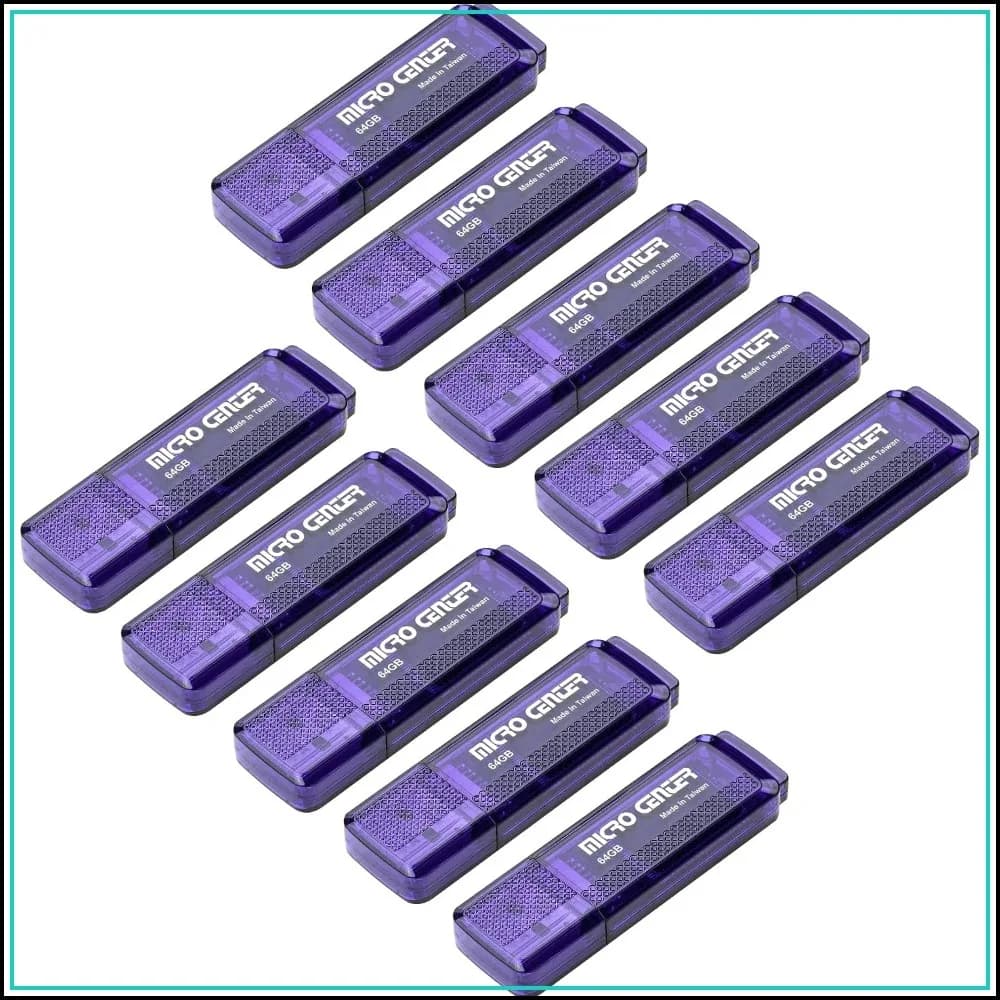 64GB USB 3.0 Flash Drive 10-Pack, 70MB/s Read Speed, Gum Size, Plug & Play, Keychain Loop