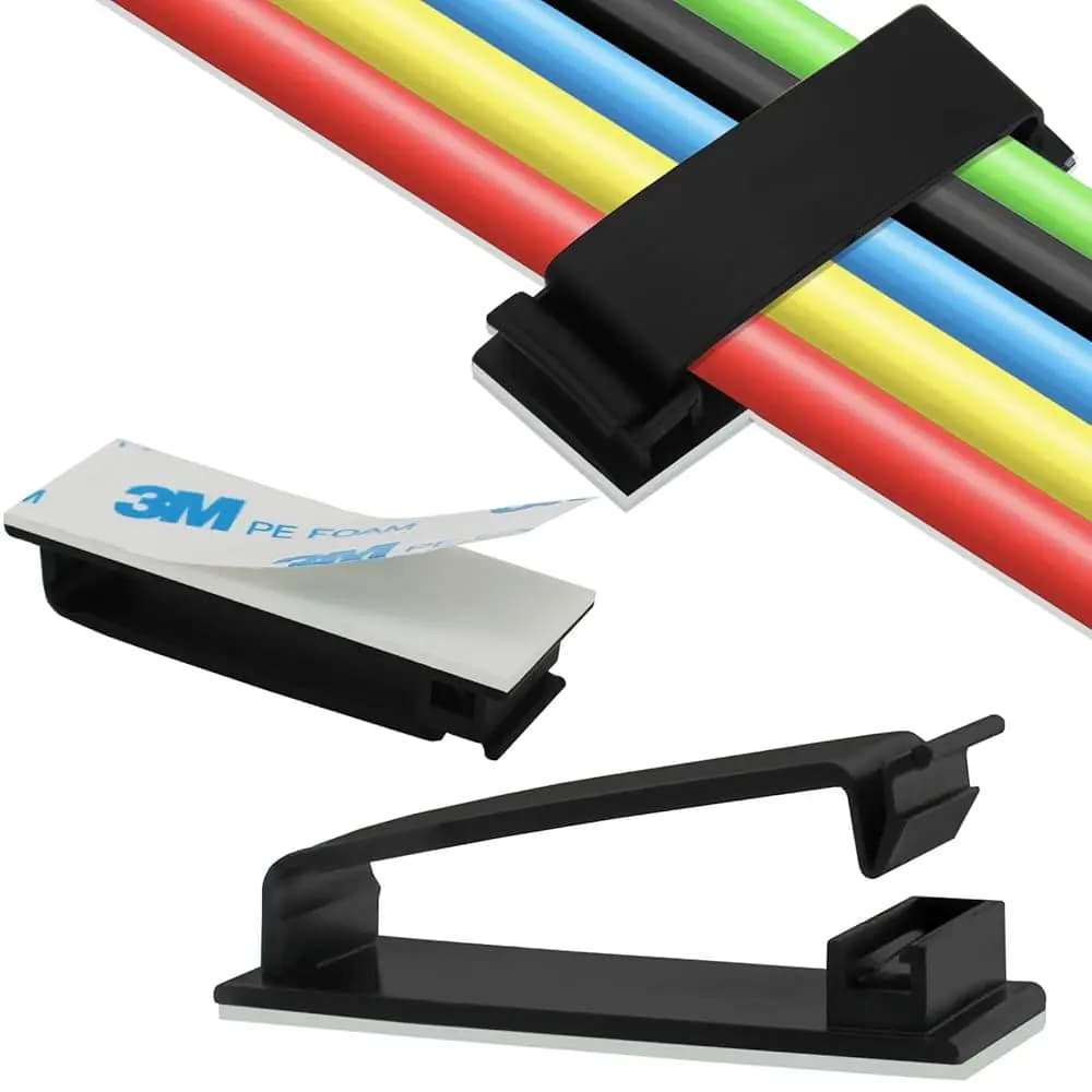 Clip per la gestione dei cavi, organizer autoadesivo per cavi, grandi clip per fili, supporto per cavi sotto la scrivania, comodino, TV, PC, Ethernet