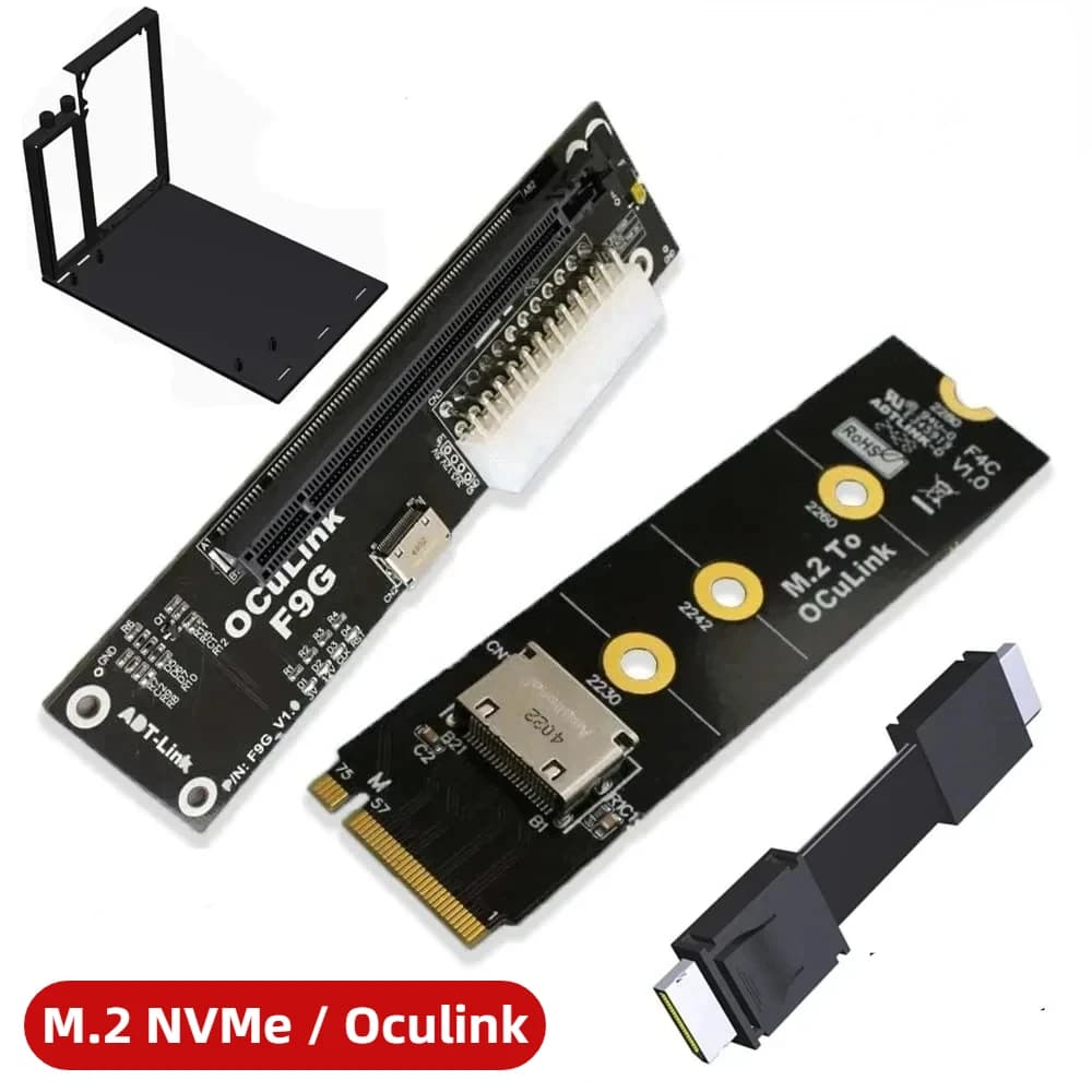 ADT-Link F9G M.2 NVMe OcuLink SFF-8611 a PCIE 4.0 x16 GPU DOCK Adattatore eGPU per NUC/ITX/STX/Notebook ATX 64Gbps Gen4 Full Speed