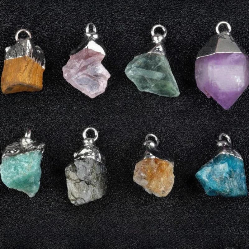 10-20x10-20mm Natural Stone Pendant Irregular Amethyst Rose Quartz Raw Stone Pendant Chakra Healing DIY Necklace Gift 1PC