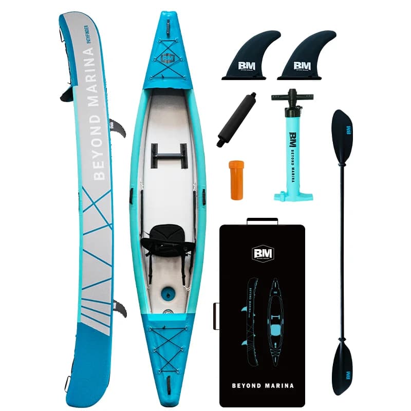 Kayak da pesca pieghevoli gonfiabili da 12,5 piedi 380 cm, canoa Dropstich per 1 persona Kayak singolo gonfiabile per laghi e occeani