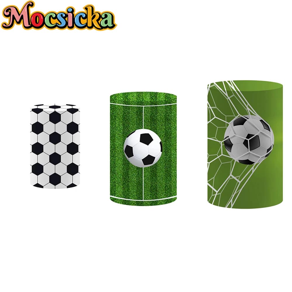 Mocsicka Cilindro Sfondo Decor Nero Bianco Calcio Ragazza Kid Festa di compleanno Sfondo fotografico Baby Show Copertina personalizzata