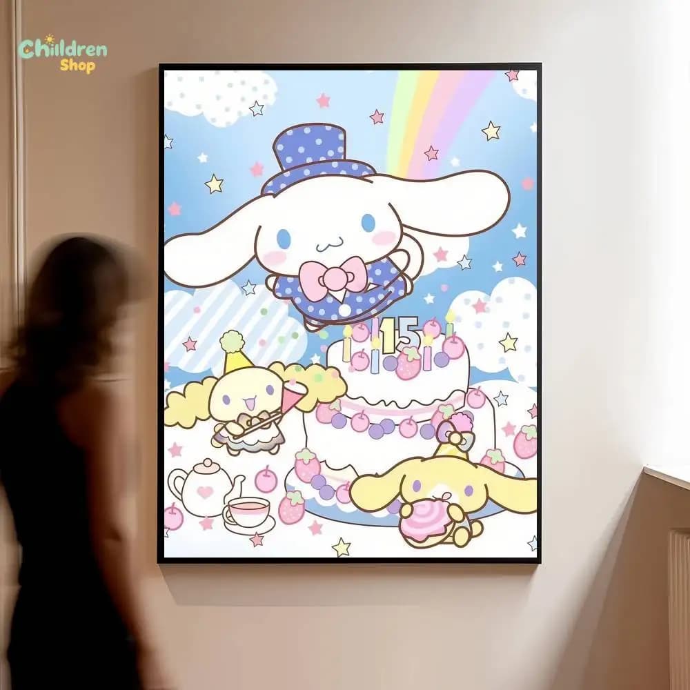 Sanrio Cinnamoroll Cartoon Mosaic Diamond Painting Full Drill Rainbow Balloon Room DecorNo Frame