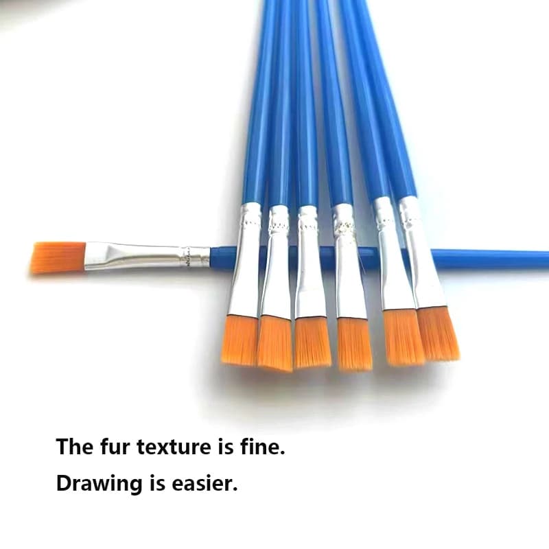 6pcs/12pcs plastic rod digital oil painting brushes, nylon outlining brushes, flat head brushes, and special brushes for colorin