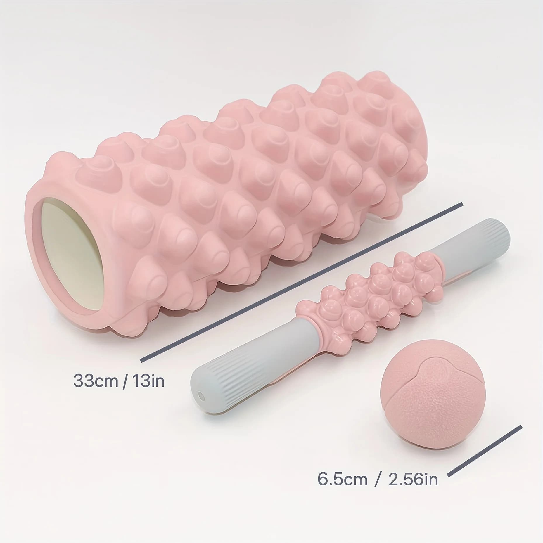 3-in-1 set with foam roller and ball for muscle band! Cable massage roller, massage rod for muscles, usable for back, legs, arms and buttocks