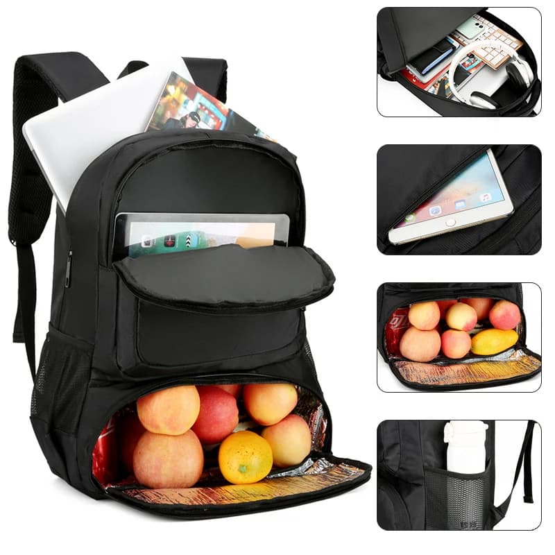 16inch Laptop Backpack With Lunch Compartment For Men Large Capacity Insulated Food Storge Lunch Bag Travel Business Backpack